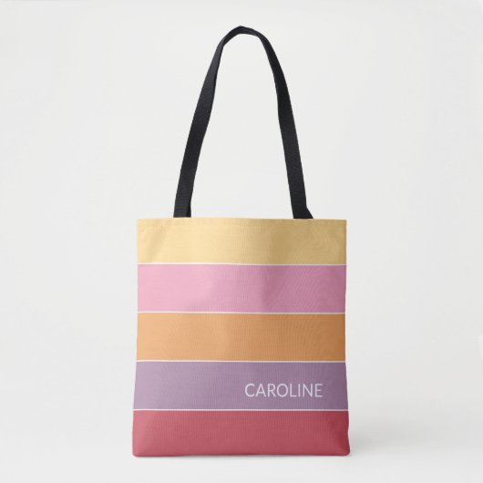 Speciaal gepersonaliseerd multikleurenblok Stripes Tote Bag (Voorkant)