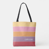 Speciaal gepersonaliseerd multikleurenblok Stripes Tote Bag (Achterkant)
