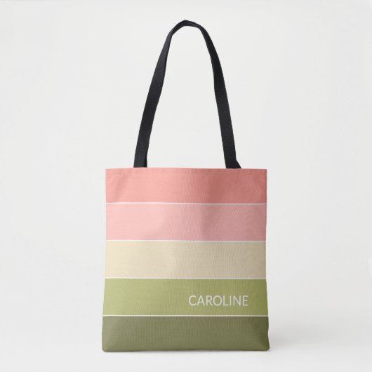 Speciaal gepersonaliseerd multikleurenblok Stripes Tote Bag (Voorkant)