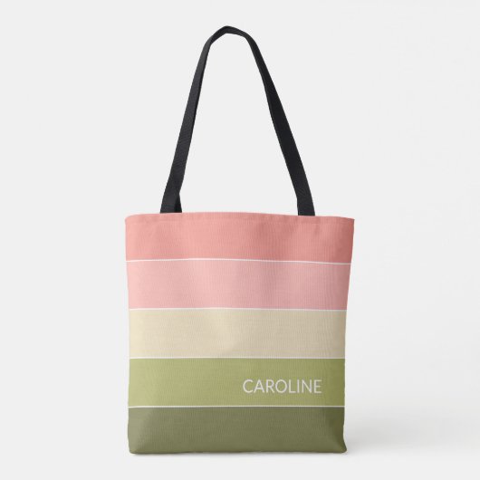 Speciaal gepersonaliseerd multikleurenblok Stripes Tote Bag (Achterkant)