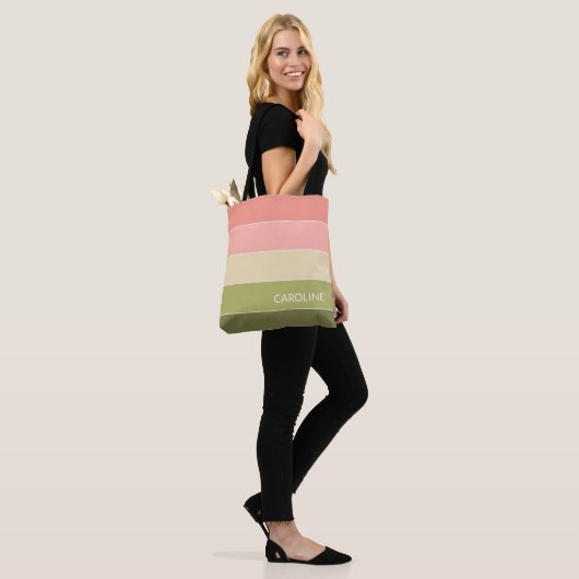 Speciaal gepersonaliseerd multikleurenblok Stripes Tote Bag (Op model)