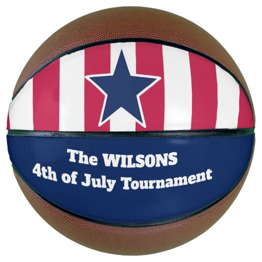 Speciaal gepersonaliseerd op 4 juli/Star en Stripe Basketbal (Voorkant)