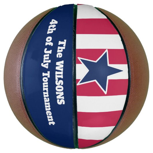 Speciaal gepersonaliseerd op 4 juli/Star en Stripe Basketbal (Verticaal)