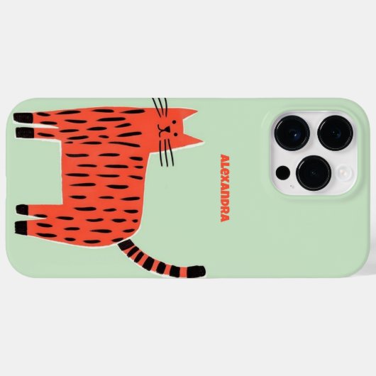 Speciaal gepersonaliseerd Oranje gestreept kat Case-Mate iPhone Case (Achterkant (horizontaal))