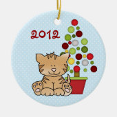Speciaal gepersonaliseerd Oranje kat, vakantieboom Keramisch Ornament (Voorkant)
