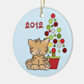 Speciaal gepersonaliseerd Oranje kat, vakantieboom Keramisch Ornament (Links)