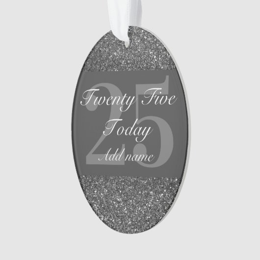 Speciaal gepersonaliseerd verjaardagsgeschenk 25e ornament (voorkant)