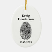 Speciaal Gepersonaliseerd Vingerafdruk Memorial Or Keramisch Ornament (Voorkant)