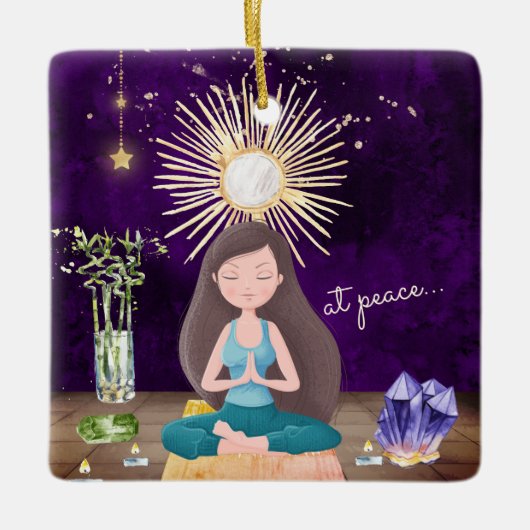Speciaal gepersonaliseerd voor de Peace Yoga Brune Keramisch Ornament (Voorkant)