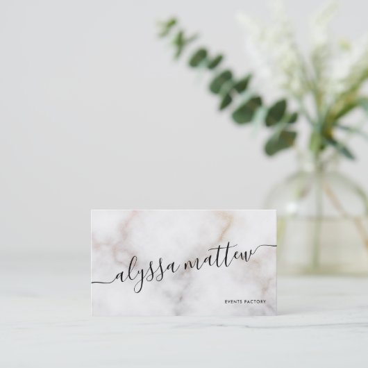 Speciaal gepersonaliseerd White Gold Marble Elegan Visitekaartje (Staand voorkant)