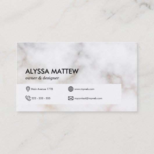 Speciaal gepersonaliseerd White Gold Marble Elegan Visitekaartje (Achterkant)