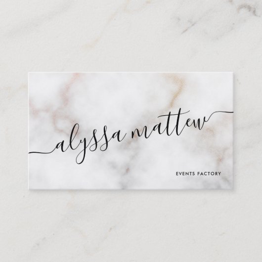 Speciaal gepersonaliseerd White Gold Marble Elegan Visitekaartje (Voorkant)