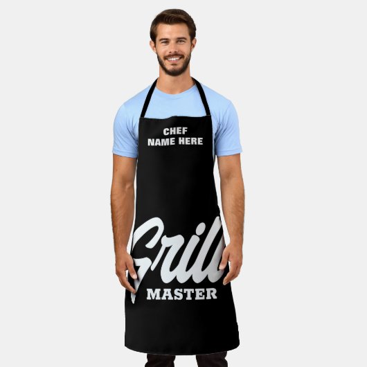 Speciaal gepersonaliseerd zwart grill Master BBQ-s Schort (Gedragen)