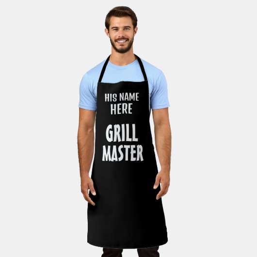 Speciaal gepersonaliseerd zwart grill Master BBQ-s Schort (Gedragen)