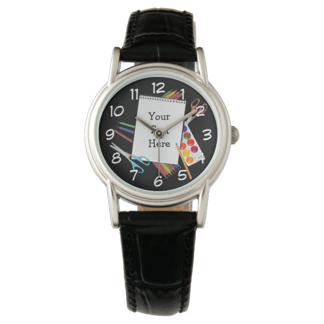 Speciaal gepersonaliseerde artistieke benodigdhede horloge (Voorkant)