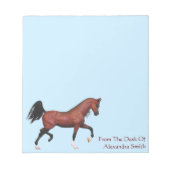Speciaal gepersonaliseerde baai Trotting Arabian H Notitieblok (Voorkant)