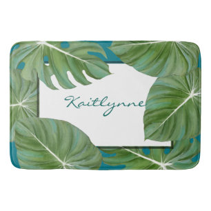 Speciaal gepersonaliseerde Bath Mat Tropical Leaf