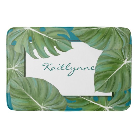 Speciaal gepersonaliseerde Bath Mat Tropical Leaf (Voorkant)