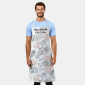 Speciaal gepersonaliseerde BBQ Grill Chef Barbecue Schort (Gedragen)
