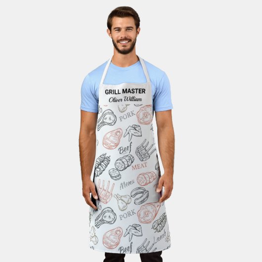 Speciaal gepersonaliseerde BBQ Grill Chef Barbecue Schort (Gedragen)
