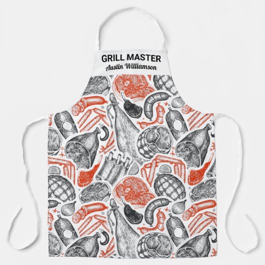 Speciaal gepersonaliseerde BBQ Grill Chef Barbecue Schort (Voorkant)