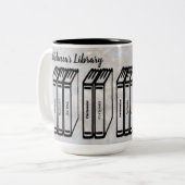 Speciaal gepersonaliseerde bibliotheektitels Bibli Tweekleurige Koffiemok (Voorkant links)