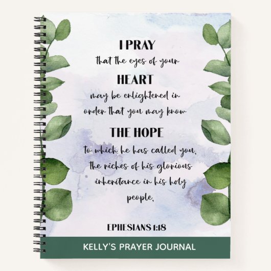Speciaal gepersonaliseerde Bijbel Verse Greenery P Notitieboek (Voorkant)