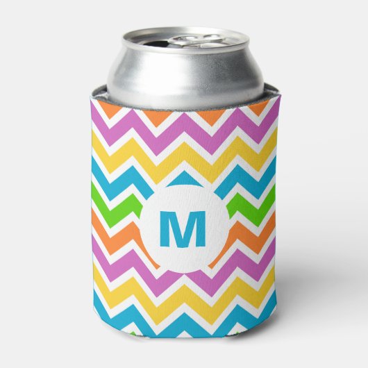 Speciaal gepersonaliseerde Bright Colors Chevron M Blikjeskoeler (Blikje Voorkant)
