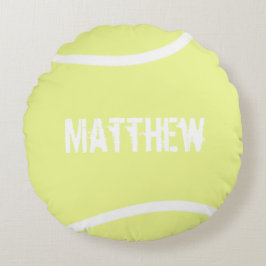 Speciaal gepersonaliseerde Bright Gele Tennis Ball Rond Kussen