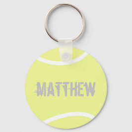 Speciaal gepersonaliseerde Bright Gele Tennis Ball Sleutelhanger