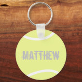 Speciaal gepersonaliseerde Bright Gele Tennis Ball Sleutelhanger (Voorkant)
