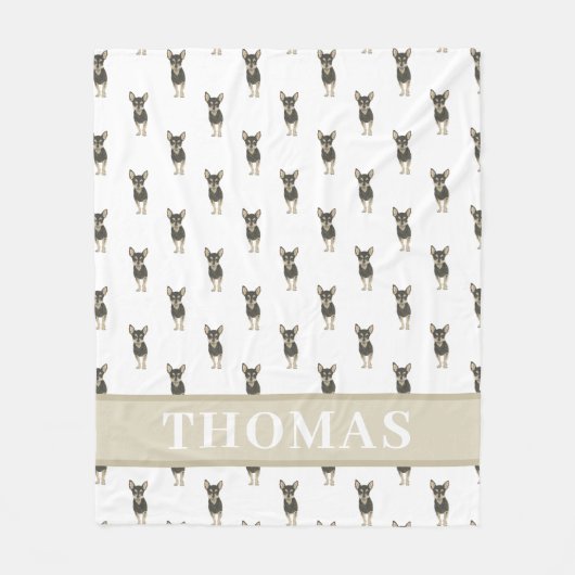 Speciaal gepersonaliseerde Chihuahua (zwart & vera Fleece Deken (Voorkant)