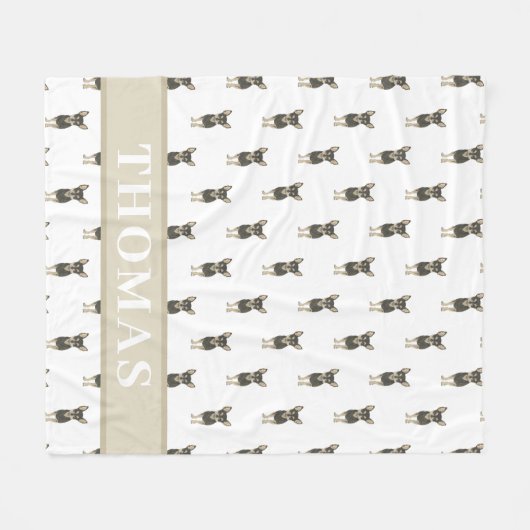 Speciaal gepersonaliseerde Chihuahua (zwart & vera Fleece Deken (Voorkant (Horizontaal))