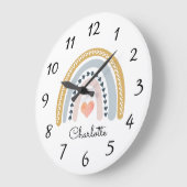 Speciaal gepersonaliseerde Cute Boho Waterverf Rai Grote Klok (Hoek)