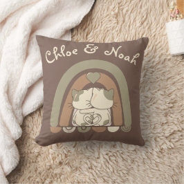 Speciaal gepersonaliseerde Cute Cat Love Rainbow-V Kussen