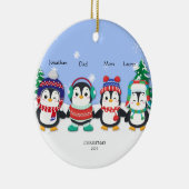 Speciaal gepersonaliseerde Cute Four Penguin Snow  Keramisch Ornament (Rechts)