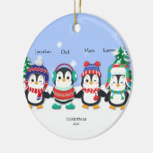 Speciaal gepersonaliseerde Cute Four Penguin Snow  Keramisch Ornament (Links)