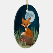 Speciaal gepersonaliseerde Cute Fox en Full Moon K Keramisch Ornament (Rechts)