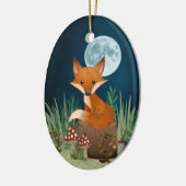 Speciaal gepersonaliseerde Cute Fox en Full Moon K Keramisch Ornament (Links)
