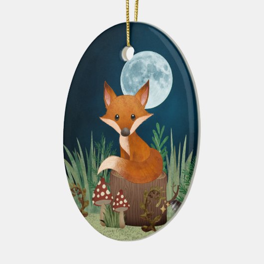 Speciaal gepersonaliseerde Cute Fox en Full Moon K Keramisch Ornament (Links)