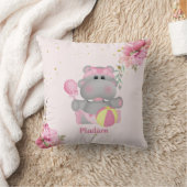 Speciaal gepersonaliseerde Cute Hippo roze en Gold Kussen (Deken)