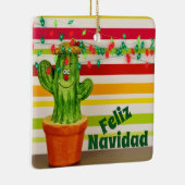 Speciaal gepersonaliseerde Cute Holiday Cactus Fel Keramisch Ornament (Rechts)