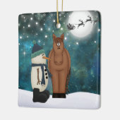 Speciaal gepersonaliseerde Cute Horse en Snowman K Keramisch Ornament (Links)
