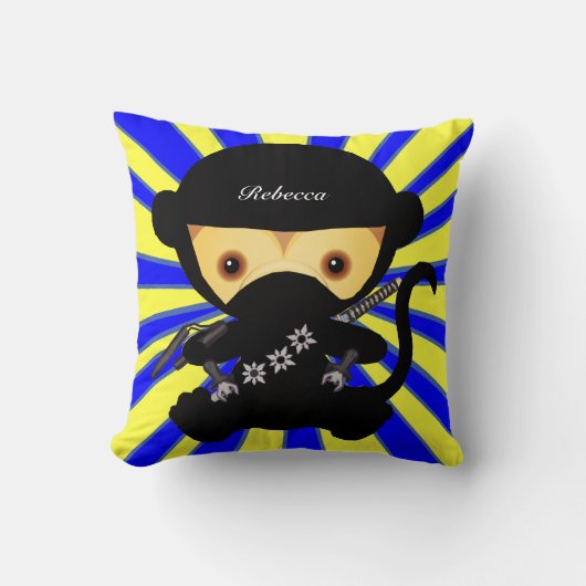 Speciaal gepersonaliseerde Cute kawaii ninja monke Kussen (Voorkant)