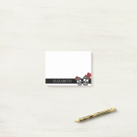 Speciaal gepersonaliseerde Cute Mexican Sugar Skul Post-it® Notes (Op bureau)