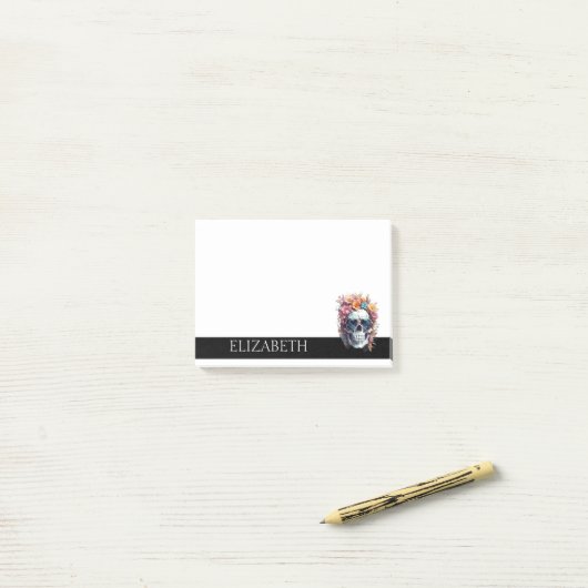 Speciaal gepersonaliseerde Cute Mexican Sugar Skul Post-it® Notes (Op bureau)