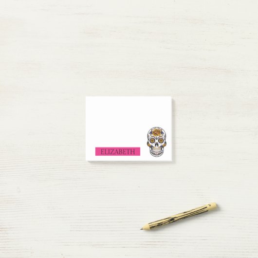 Speciaal gepersonaliseerde Cute Mexican Sugar Skul Post-it® Notes (Op bureau)