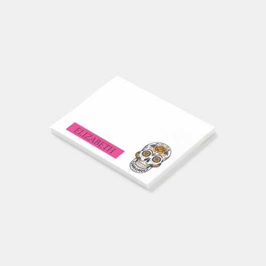 Speciaal gepersonaliseerde Cute Mexican Sugar Skul Post-it® Notes (Schuin)