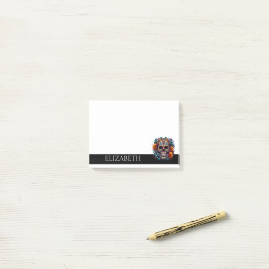 Speciaal gepersonaliseerde Cute Mexican Sugar Skul Post-it® Notes (Op bureau)