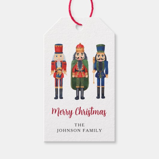 Speciaal gepersonaliseerde Cute Nutcracker Merry K Cadeaulabel (Voorkant)